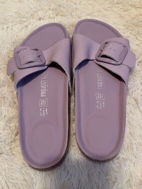 Project Cloud Lavender Genuine Leather Slide Sandals Size 7.5